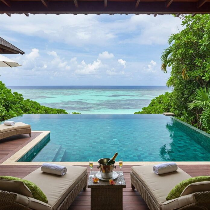 Beachfront villa infinity pool