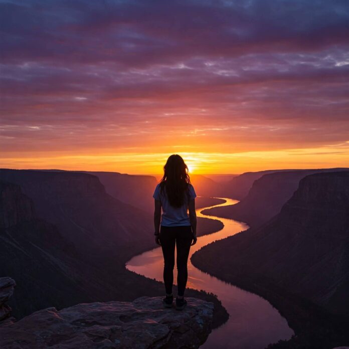 Solo Traveler at Sunset: Adventure & Freedom