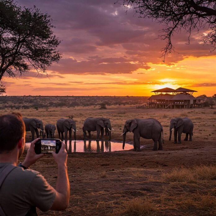 Elephants at Sunset